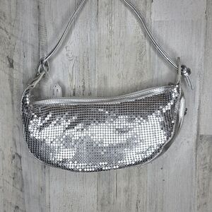 Glamorous Silver Sequin Shoulder Bag